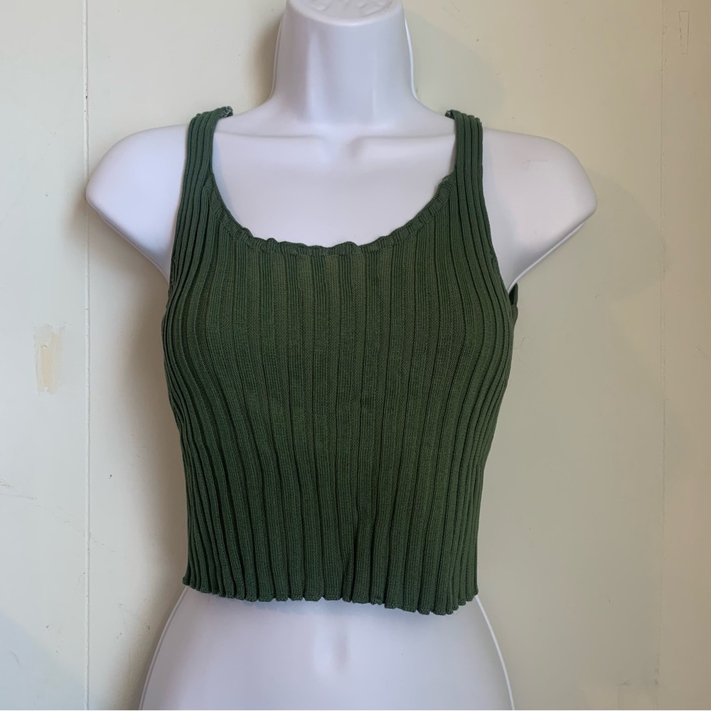 Green Ribbed Tank Top - Picture 4 of 10